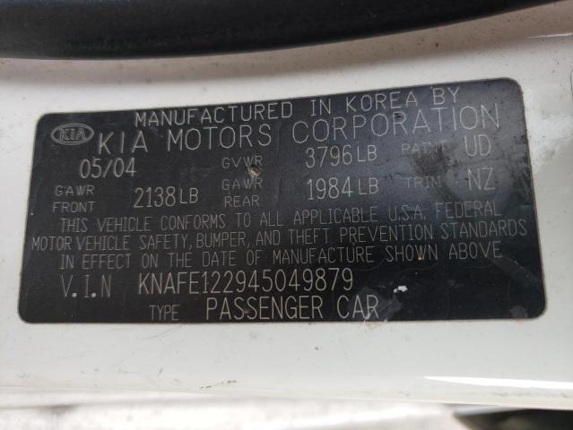 KNAFE122945049879 - 2004 KIA SPECTRA LX WHITE photo 12