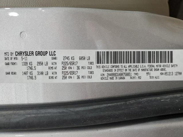 2A4RR8DG4BR758851 - 2011 CHRYSLER TOWN & COU TOURING L SILVER photo 13