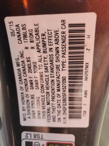 2HGFG3B05FH527090 - 2015 HONDA CIVIC EXL GRAY photo 12