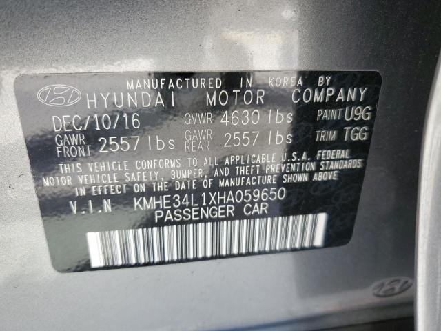 KMHE34L1XHA059650 - 2017 HYUNDAI SONATA HYBRID SILVER photo 12