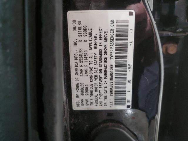 19UUA66218A051069 - 2008 ACURA TL BLACK photo 13