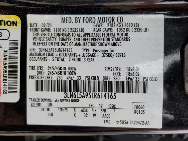 3LN6L5A95LR614165 - 2020 LINCOLN MKZ BLACK photo 12