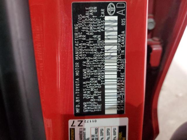 2T1KR32E26C571500 - 2006 TOYOTA COROLLA MA XR RED photo 14