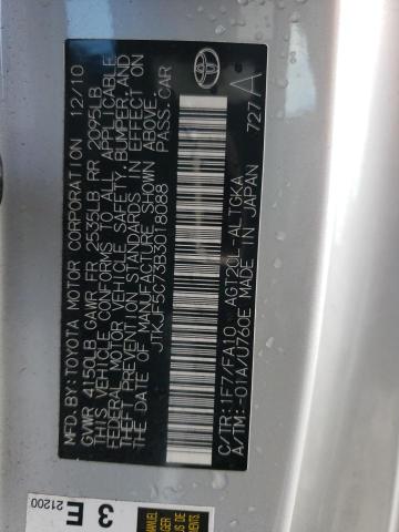 JTKJF5C73B3018088 - 2011 TOYOTA SCION TC ვერცხლისფერი ფოტო 12