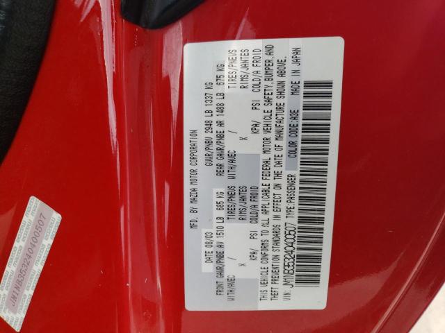 JM1NB353240400507 - 2004 MAZDA MX-5 MIATA BASE RED photo 12
