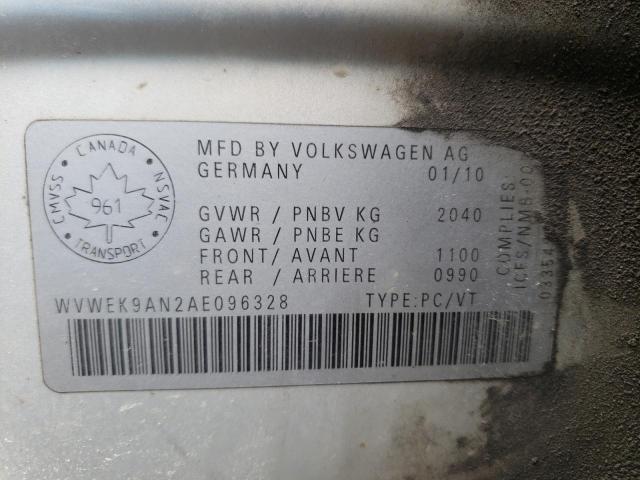 WVWEK9AN2AE096328 - 2010 VOLKSWAGEN PASSAT 2.0T SILVER photo 12