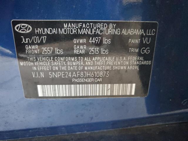 5NPE24AF8JH610873 - 2018 HYUNDAI SONATA SE BLUE photo 13