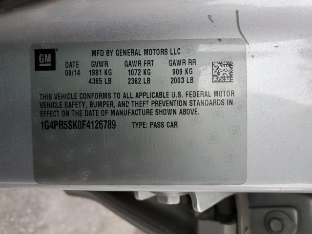 1G4PR5SK0F4126789 - 2015 BUICK VERANO CONVENIENCE SILVER photo 13