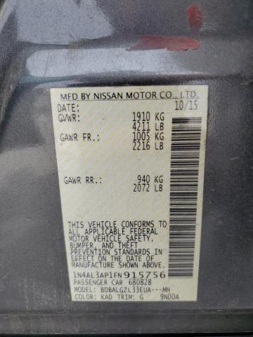 1N4AL3AP1FN915756 - 2015 NISSAN ALTIMA 2.5 GRAY photo 12