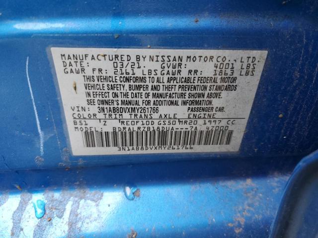 3N1AB8DVXMY261766 - 2021 NISSAN SENTRA SR BLUE photo 12