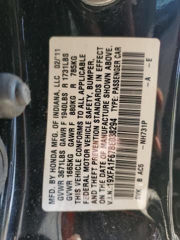 19XFA1F67BE038294 - 2011 HONDA CIVIC LX-S Noir photo 13