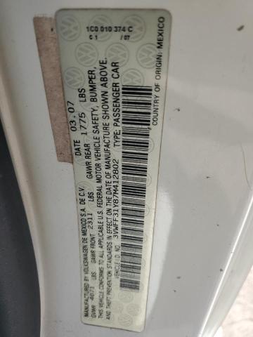 3VWFF31Y87M412802 - 2007 VOLKSWAGEN NEW BEETLE TRIPLE WHITE WHITE photo 13