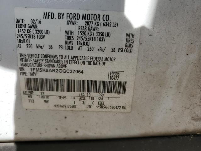 1FM5K8AR2GGC37064 - 2016 FORD EXPLORER POLICE INTERCEPTOR Ağ foto 13