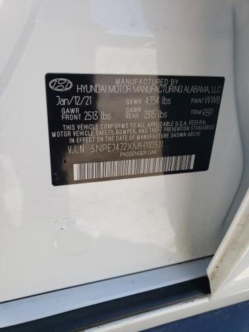 5NPEJ4J2XMH110511 - 2021 HYUNDAI SONATA SEL PLUS WHITE photo 12