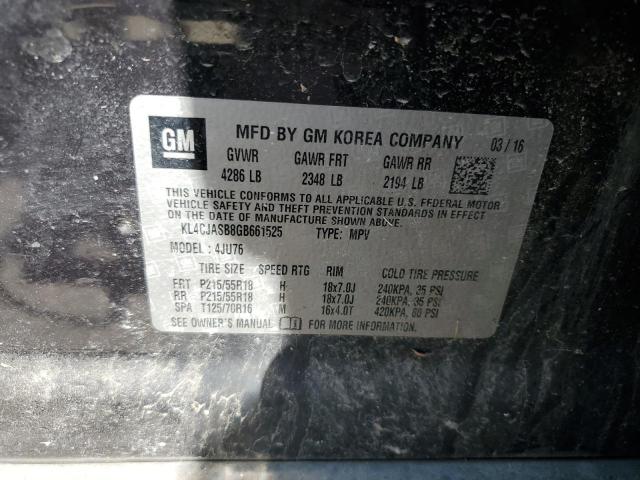 KL4CJASB8GB661525 - 2016 BUICK ENCORE BLACK photo 12