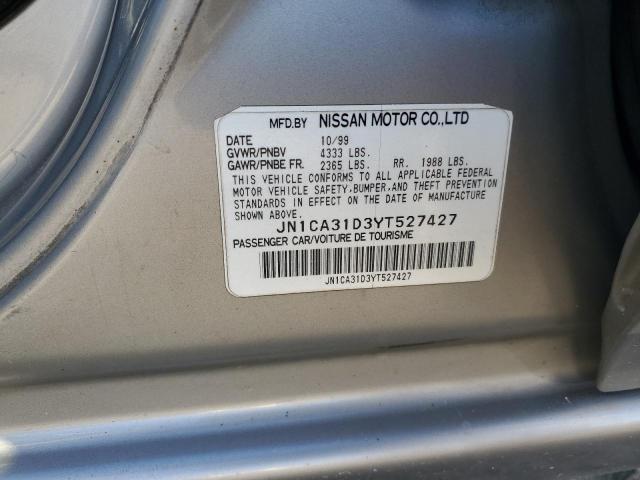 JN1CA31D3YT527427 - 2000 NISSAN MAXIMA GLE GRAY photo 12