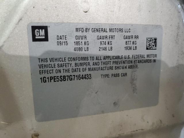 1G1PE5SB7G7164433 - 2016 CHEVROLET CRUZE LIMI LT GRAY photo 12