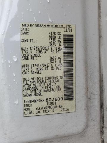 1N6BF0KY0KN802609 - 2019 NISSAN NV 2500 S WHITE photo 14