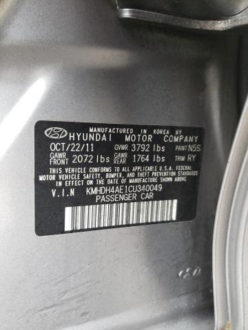 KMHDH4AE1CU340049 - 2012 HYUNDAI ELANTRA GLS GRAY photo 12