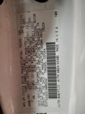 5TFTX4GN3CX008249 - 2012 TOYOTA TACOMA PRERUNNER ACCESS CAB WHITE photo 12