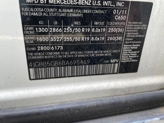 4JGBB5GB6BA695469 - 2011 MERCEDES-BENZ ML 350 WHITE photo 10