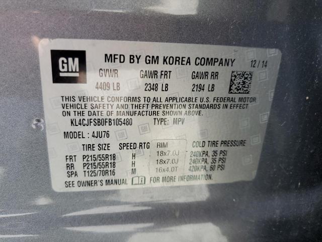 KL4CJFSB0FB105480 - 2015 BUICK ENCORE CONVENIENCE 银色 照片 12