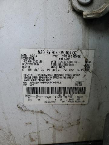 1FM5K7AR5DGC92582 - 2013 FORD EXPLORER POLICE INTERCEPTOR 白色 照片 13