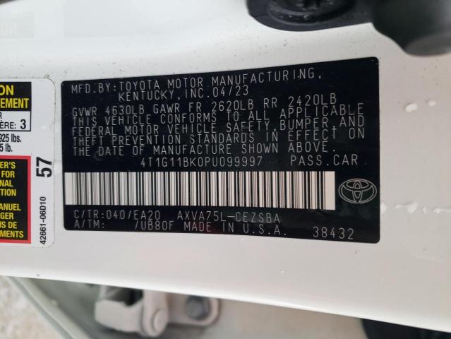 4T1G11BK0PU099997 - 2023 TOYOTA CAMRY SE NIGHT SHADE WHITE photo 12