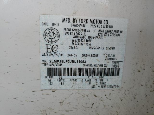 2LMPJ8LP3JBL11053 - 2018 LINCOLN MKX RESERVE أبيض صورة 14