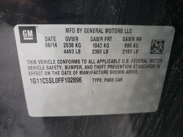 1G11C5SL0FF102896 - 2015 CHEVROLET MALIBU 1LT BLACK photo 12