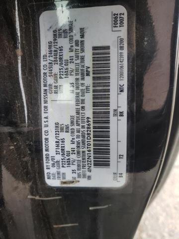 4N2ZN16T01D828699 - 2001 NISSAN QUEST SE BLACK photo 12