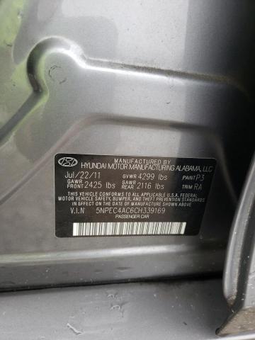 5NPEC4AC6CH339169 - 2012 HYUNDAI SONATA SE GRAY photo 12