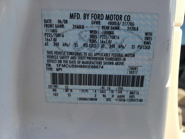 1FMCU59H88KE68674 - 2008 FORD ESCAPE HEV WHITE photo 13