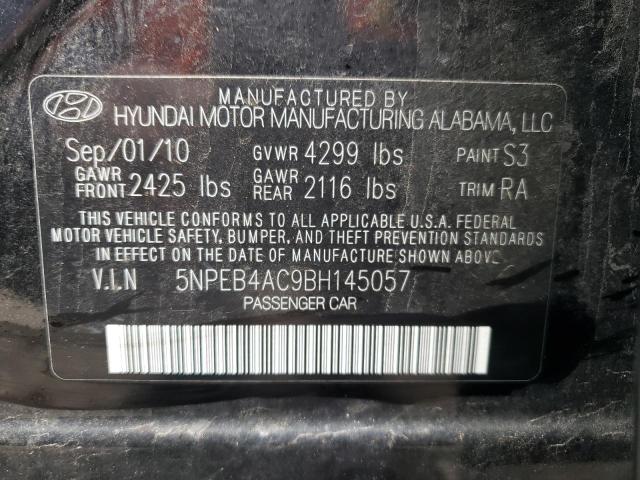 5NPEB4AC9BH145057 - 2011 HYUNDAI SONATA GLS BLACK photo 12