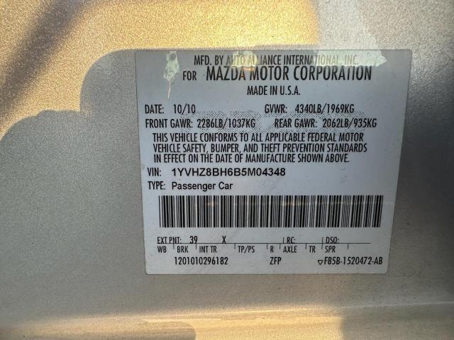 1YVHZ8BH6B5M04348 - 2011 MAZDA 6 I SILVER photo 10