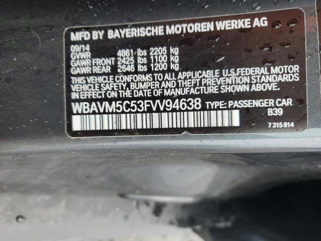 WBAVM5C53FVV94638 - 2015 BMW X1 XDRIVE35I GRAY photo 13