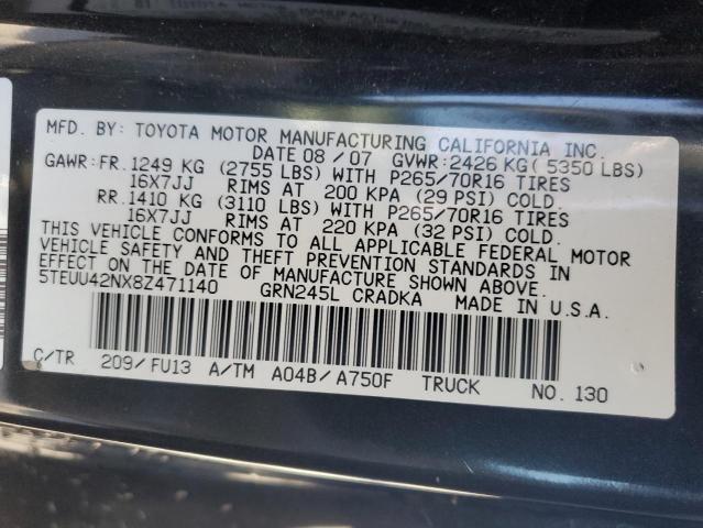 5TEUU42NX8Z471140 - 2008 TOYOTA TACOMA ACCESS CAB BLACK photo 12