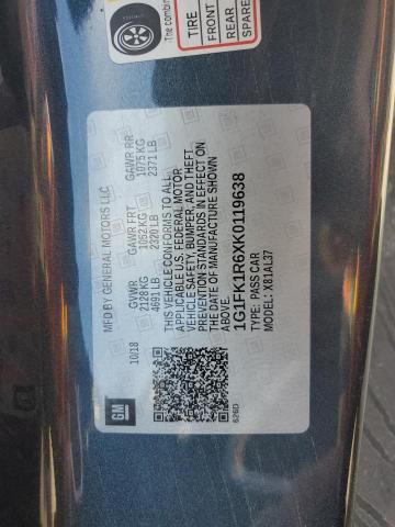 1G1FK1R6XK0119638 - 2019 CHEVROLET CAMARO ZL1 GRAY photo 12