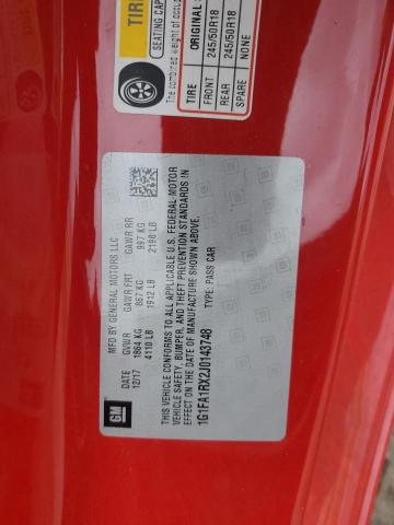 1G1FA1RX2J0143748 - 2018 CHEVROLET CAMARO LS RED photo 12