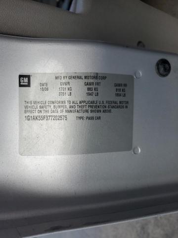 1G1AK55F377202575 - 2007 CHEVROLET COBALT LS SILVER photo 12