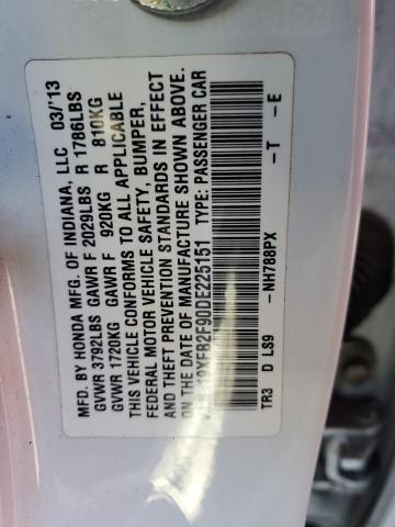 19XFB2F90DE225151 - 2013 HONDA CIVIC EXL Ağ foto 12