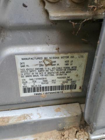 1N4AL11D75N403816 - 2005 NISSAN ALTIMA S SILVER photo 12