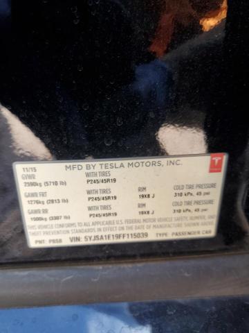 5YJSA1E19FF115039 - 2015 TESLA MODEL S BLACK photo 12