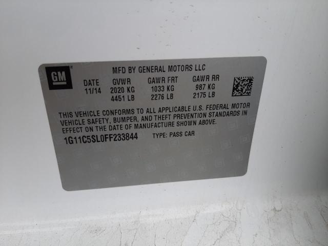 1G11C5SL0FF233844 - 2015 CHEVROLET MALIBU 1LT WHITE photo 12