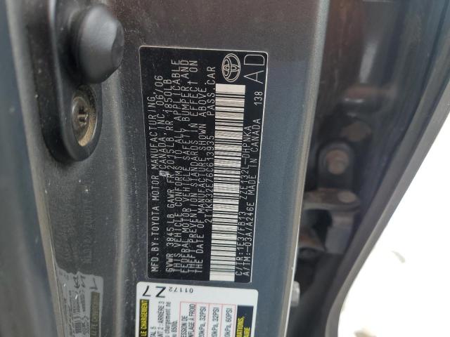 2T1KR32E76C613935 - 2006 TOYOTA COROLLA MA XR GRAY photo 12