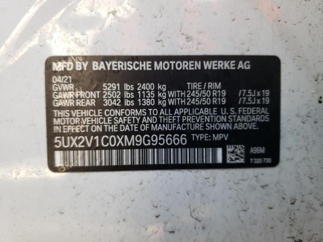 5UX2V1C0XM9G95666 - 2021 BMW X4 XDRIVE30I WHITE photo 13