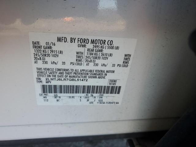 2LMTJ6LR7GBL51472 - 2016 LINCOLN MKX RESERVE WHITE photo 12