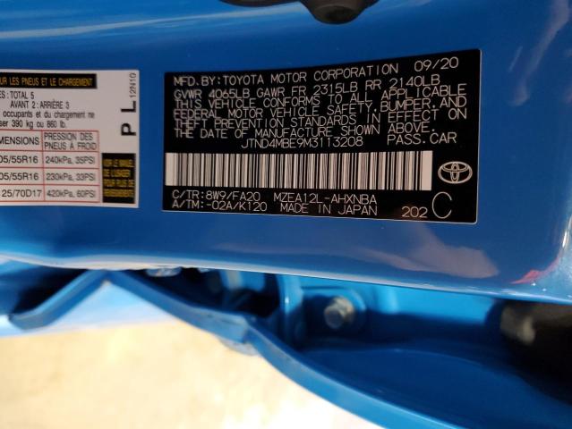 JTND4MBE9M3113208 - 2021 TOYOTA COROLLA SE BLUE photo 12