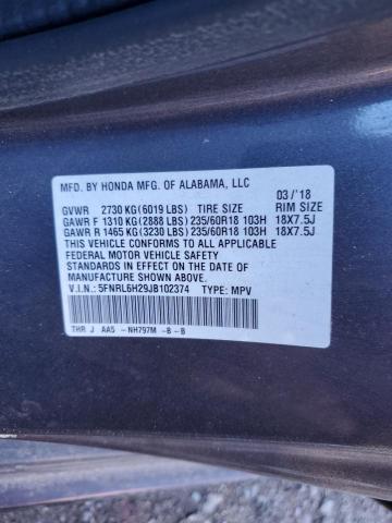 5FNRL6H29JB102374 - 2018 HONDA ODYSSEY LX GRAY photo 13