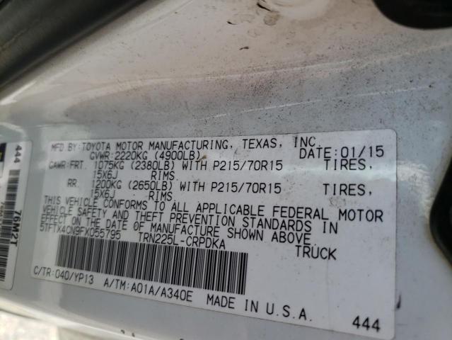 5TFTX4CN9FX055795 - 2015 TOYOTA TACOMA ACCESS CAB თეთრი ფოტო 12